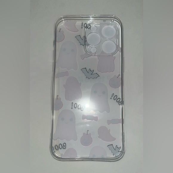 iPhone 15 ProMax Clear Transparent Halloween Ghost Print Flexible Phone Case NWT - Picture 10 of 11
